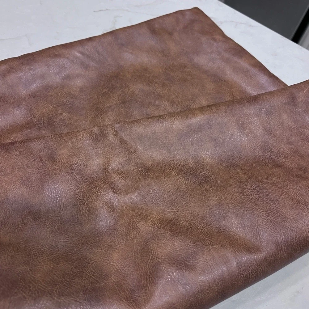 KDAYS Brown Faux Leather Large Square Cover for 18‎ x 18 Accent Pillow